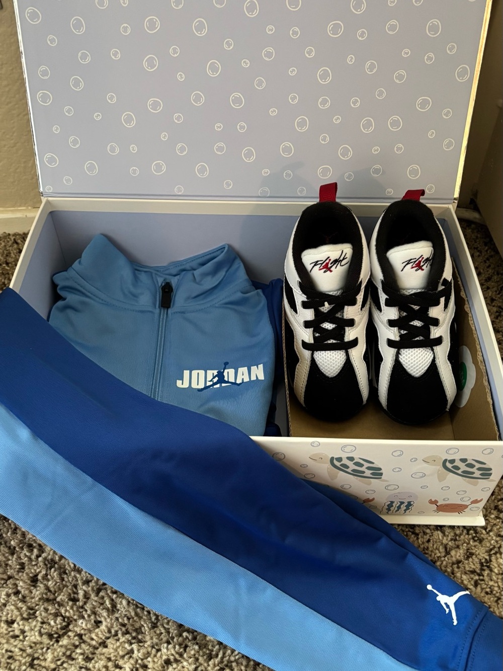 Jordan Kids Blue Two-Tone Athletic Set with Black & White Sneakers